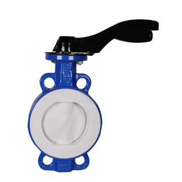 Bundor PN10/16 Manual DN50~DN250 PTFE Lined 2 Inch Wafer Butterfly Valve